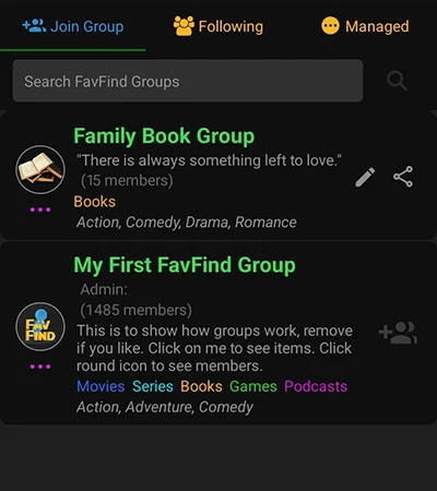 FavFind Group Example