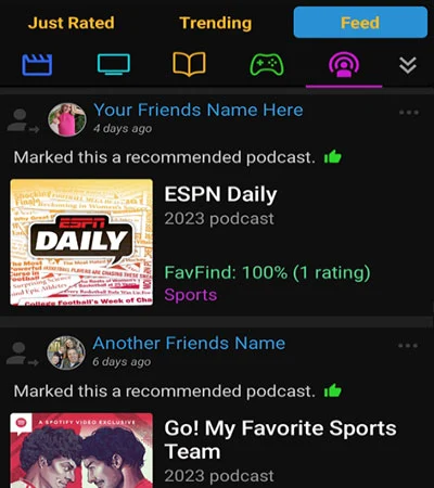 FavFind Friend Podcast Feed